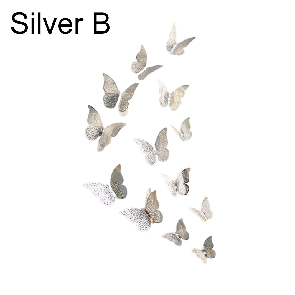 12Pcs 3D Hollow Wall Stickers Decal Butterfly Fridge Magnet Home DIY Decoration
