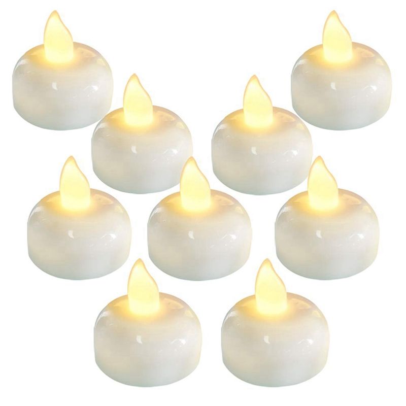 24 Pack Waterproof Flameless Floating Tealights, Warm White  Flickering Led Tea Lights Candles - Wedding, Party, Centerpiece, Pool And Spa