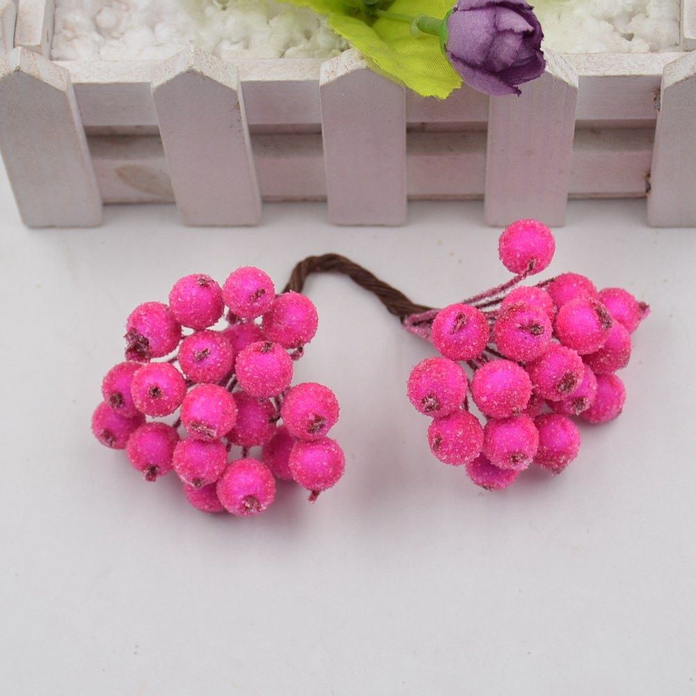 20pcs 40heads Artificial Flower pearl Pomegranate Artificial Stamble berries For Wedding Decoration DIY Scrapbooking Decorative
