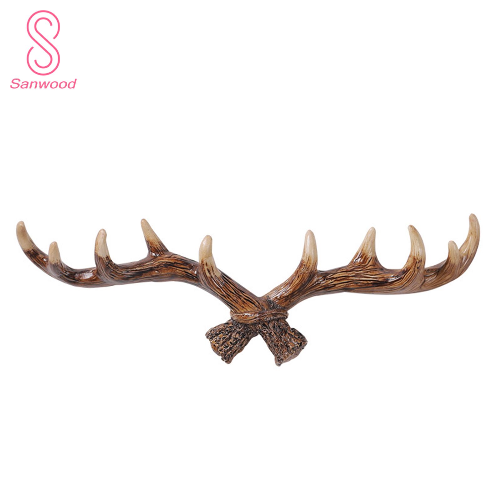 Creative Vintage Deer Horn Design Wall Mount Resin Hook Hat Key Coat Rack Hanger