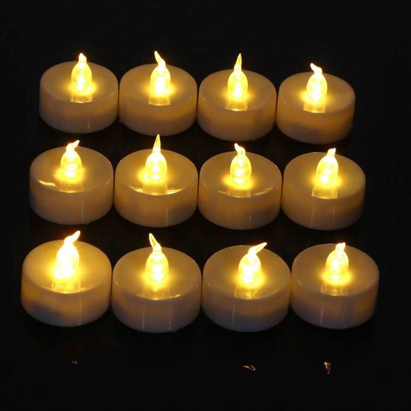 12Pcs LED Warm White Candle Light Smart Timing Electronic Lamp Built‑in Button