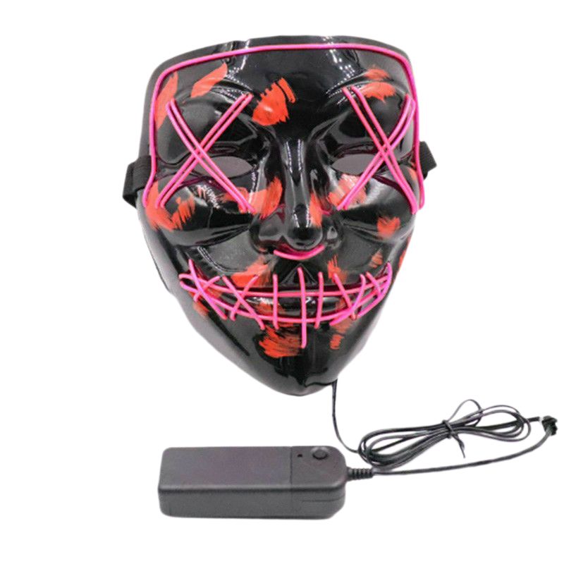 Durable Cosplay the Up Wire Purge Mask Costume Halloween Light Scary Led Fluorescent Purple
