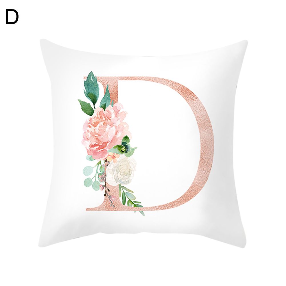 English Alphabet A-Z Floral Pattern low Case Cushion Cover Sofa Bed Car Decor