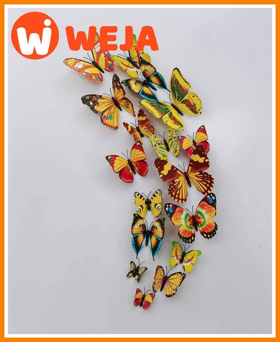 12PCS Newest Fridge Magnets 3D Butterfly Design Decal Art Stickers Room Magnetic Home Decor DIY Wall Decoration