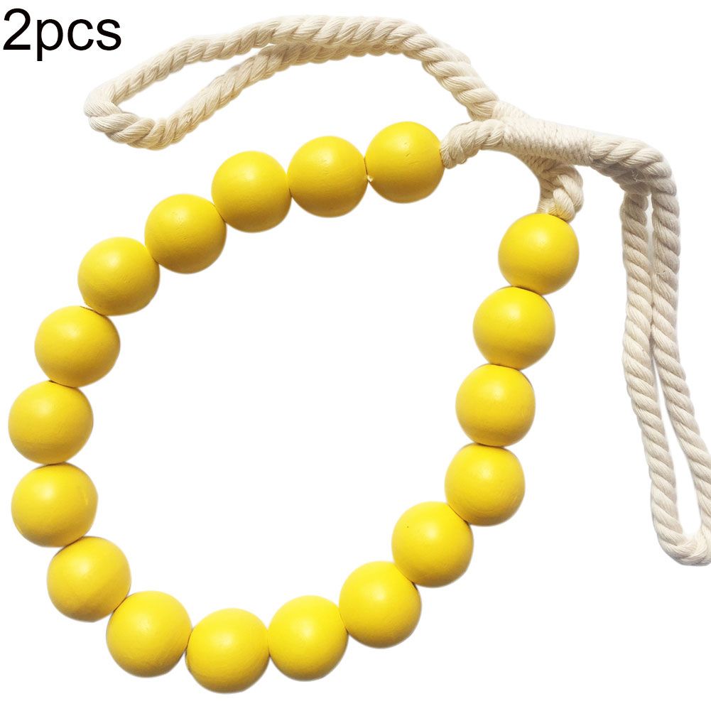 2Pcs Wooden Beads Curtain Tieback Rope Holdback Drape Holder Clip Bedroom Decor
