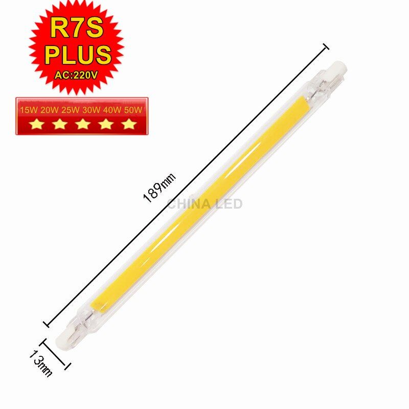 Super bright R7S LED Bulb COB Glass Tube 78MM 118MM 189MM Replace Halogen Lamp 80W J78 J118 Lamparda Diode Spot Light AC220V