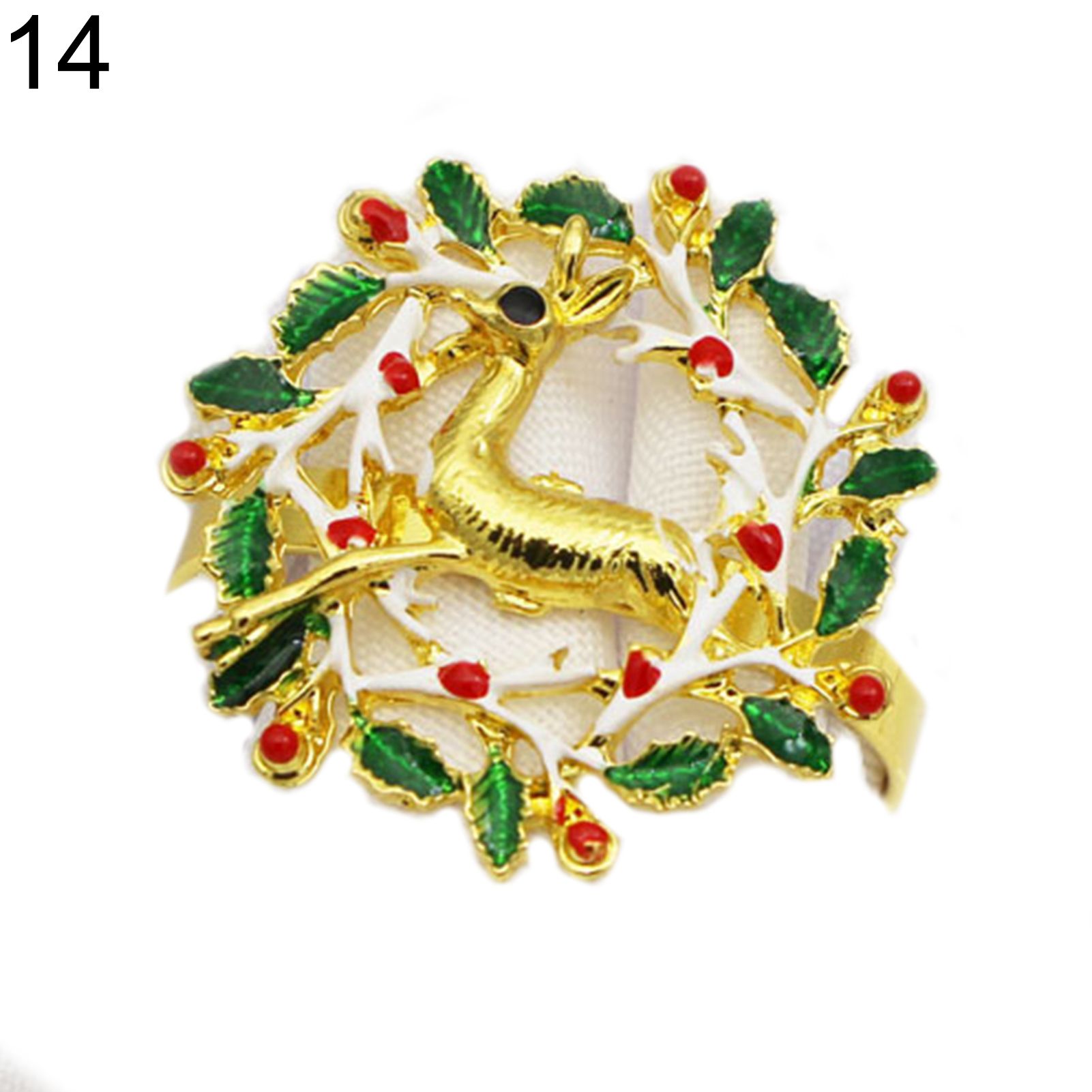 Christmas Napkin Ring Clasp Alloy Buckle Dinner Wedding Party Table Decoration