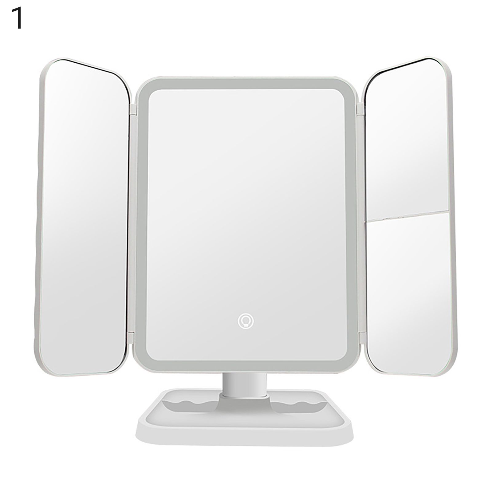 LED Makeup Mirror Clear 3X Magnifying Touch Control Three Fold Micro USB LED Cosmetic Mirror for Ladies