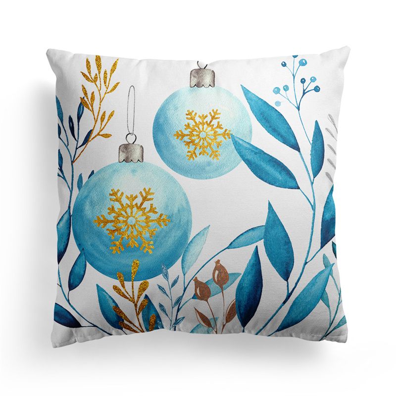 Christmas Blue Watercolor Elk Pillow Case Snowflake Pillowcase Cushion Cover Cushion Cases Gold Xmas New Year Pillow Cover