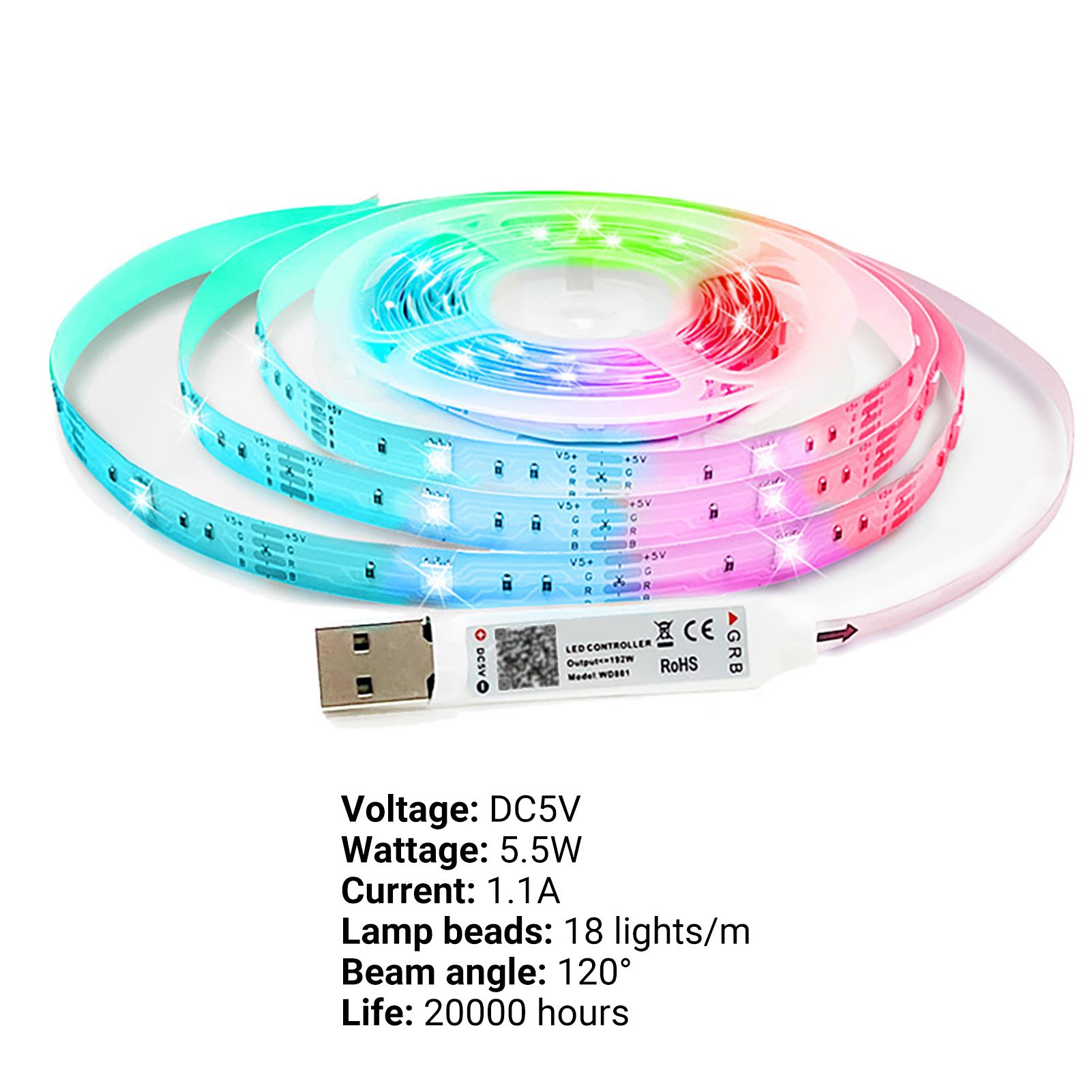 RGB Tape Light Decorative Color Chang Tape Ribbon Bklight