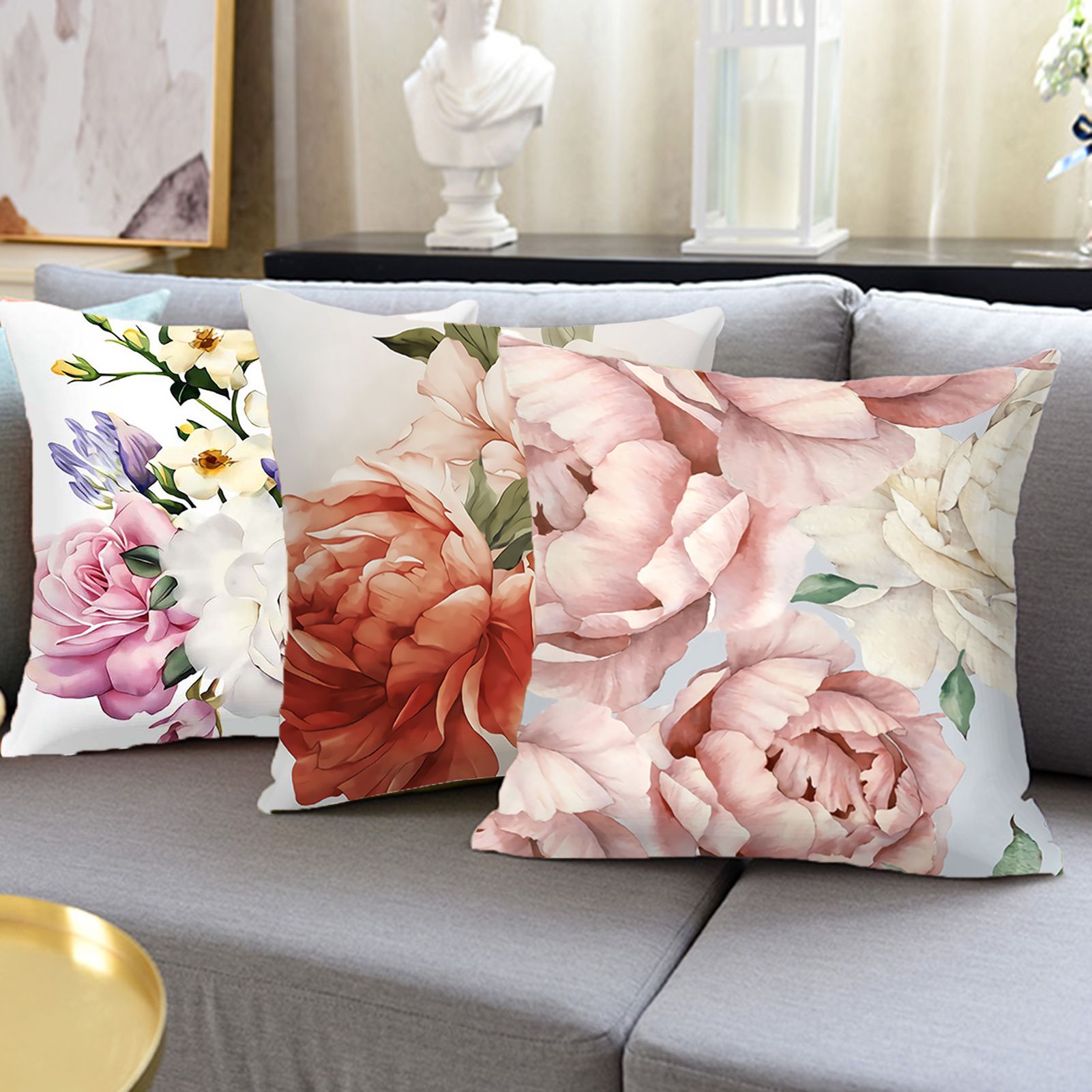 Cushion Cover Super Soft Tear Resistant Rose Pattern Cushion Slipcover