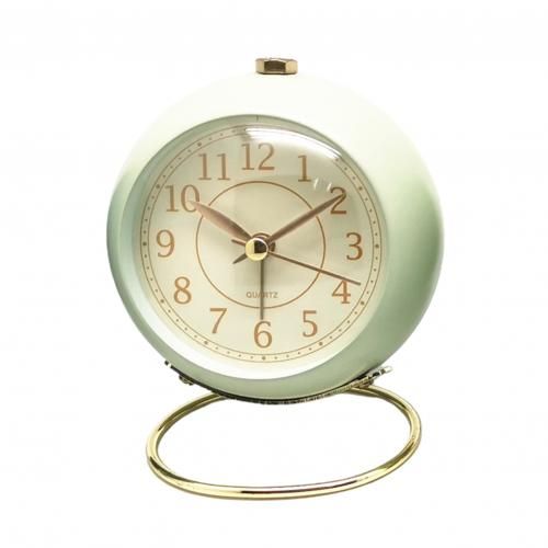 Mini Cute Desktop Metal Round Alarm Clock Night Light Home Bedroom Decoration Alarm Clocks