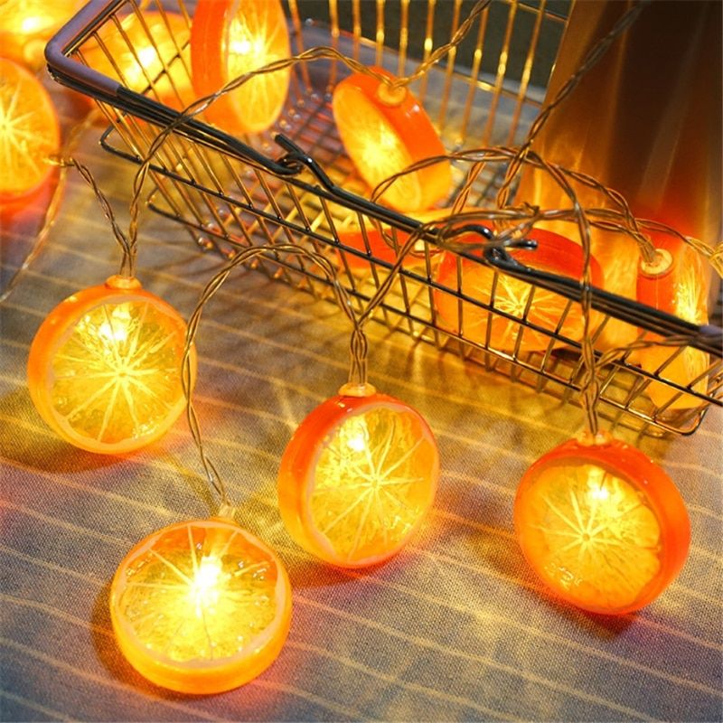 Led String Fairy Lights Lemon Garland Lamp Chain Garden Christmas Kid Bedroom Birthday Wedding Outdoor Lighting Party Decoration--YellowLemon--7.5M 50LEDs Control