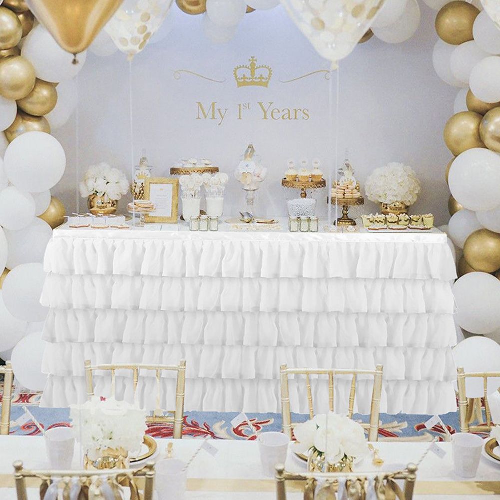 Yfashion Fluffy ffon able Skirt ablecloth for Party Wedding Birthday e Decoration