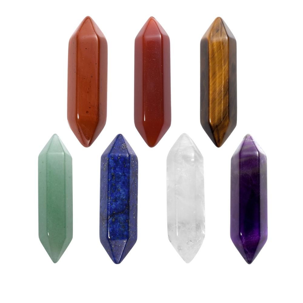 Sunligoo 3x Mini Double Terminated Natural Gemstones Tumbled Hexagonal Column Healing Quartz Crystals Natural Stones Minerals