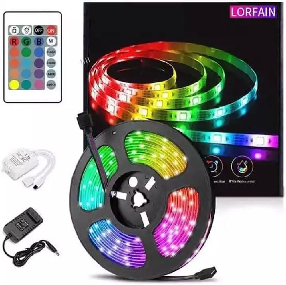 Smd 2835 & 5050 Led Strip Light With Remote Dc12V (5 Meters) Rgb Colour Fairy Lights For Ceiling Decoration Decoration Lamp Tv/Pc Back Light Multi-Colour - Rgb Led Strip Light
