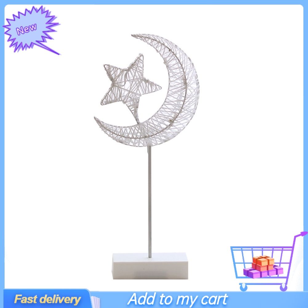 Christmas Star Moon Table Lamp Rattan Modeling LED Bedroom Desk Light Decor