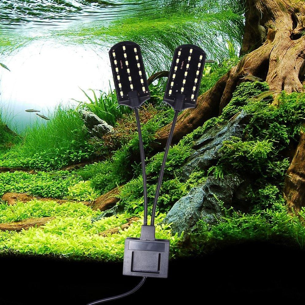 X7 EU Plug Dual Head LED Aquatic Plant Lamp Waterproof Clip-on Fish Tank
