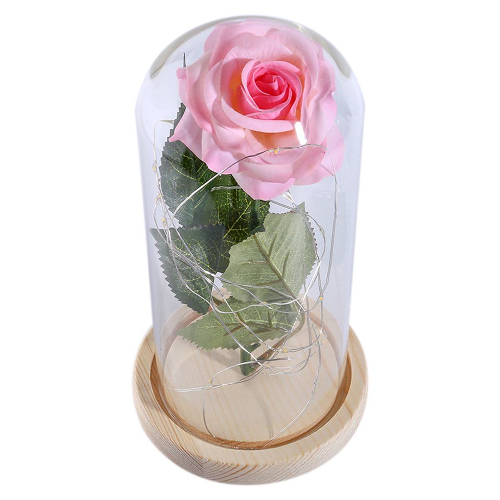 MA LED Night Light With Flower in Glass Home Decoration Everlasting Flower Gift