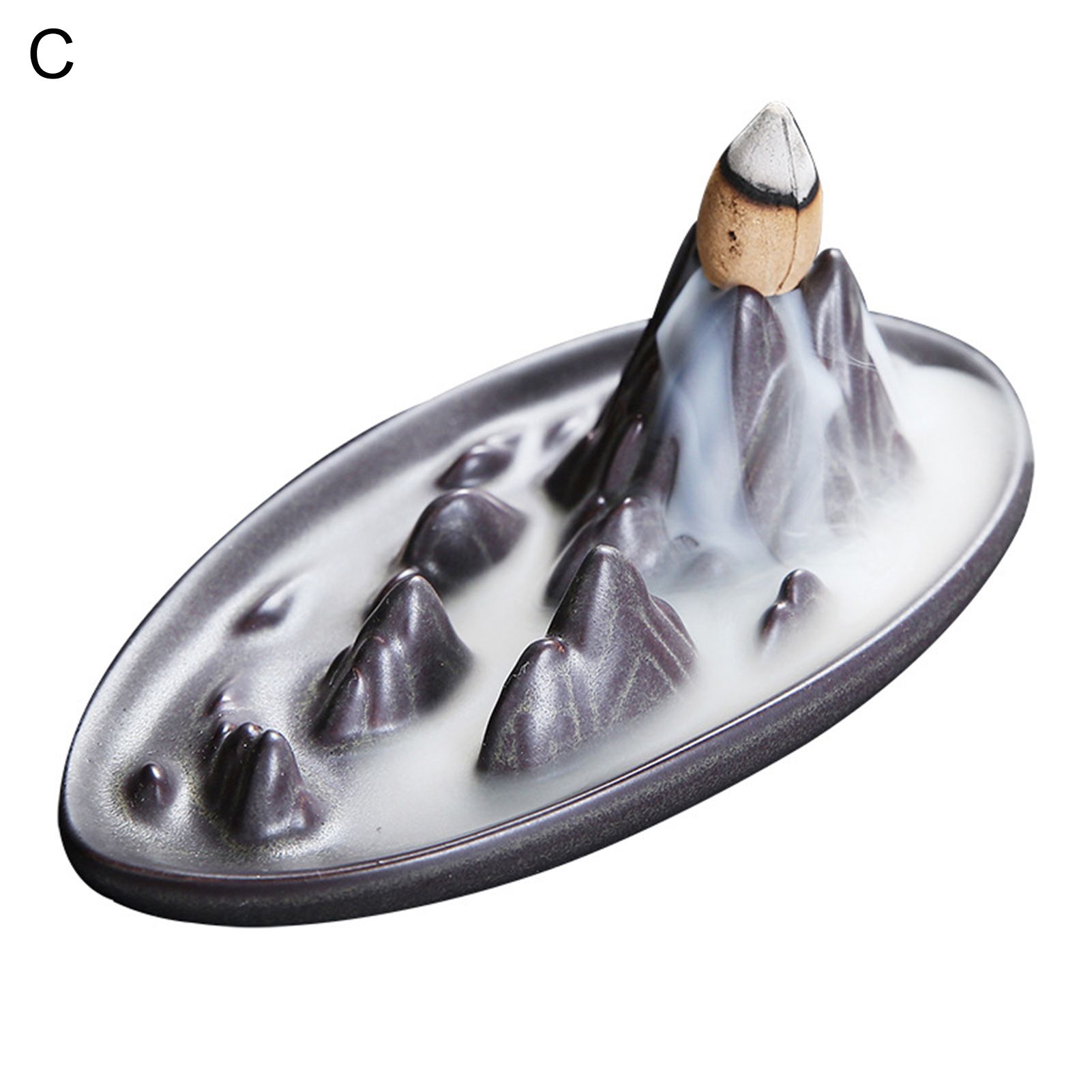 Teahouse Waterfall Lotus Backflow Incense Burner Ceramic Censer Home Decoration