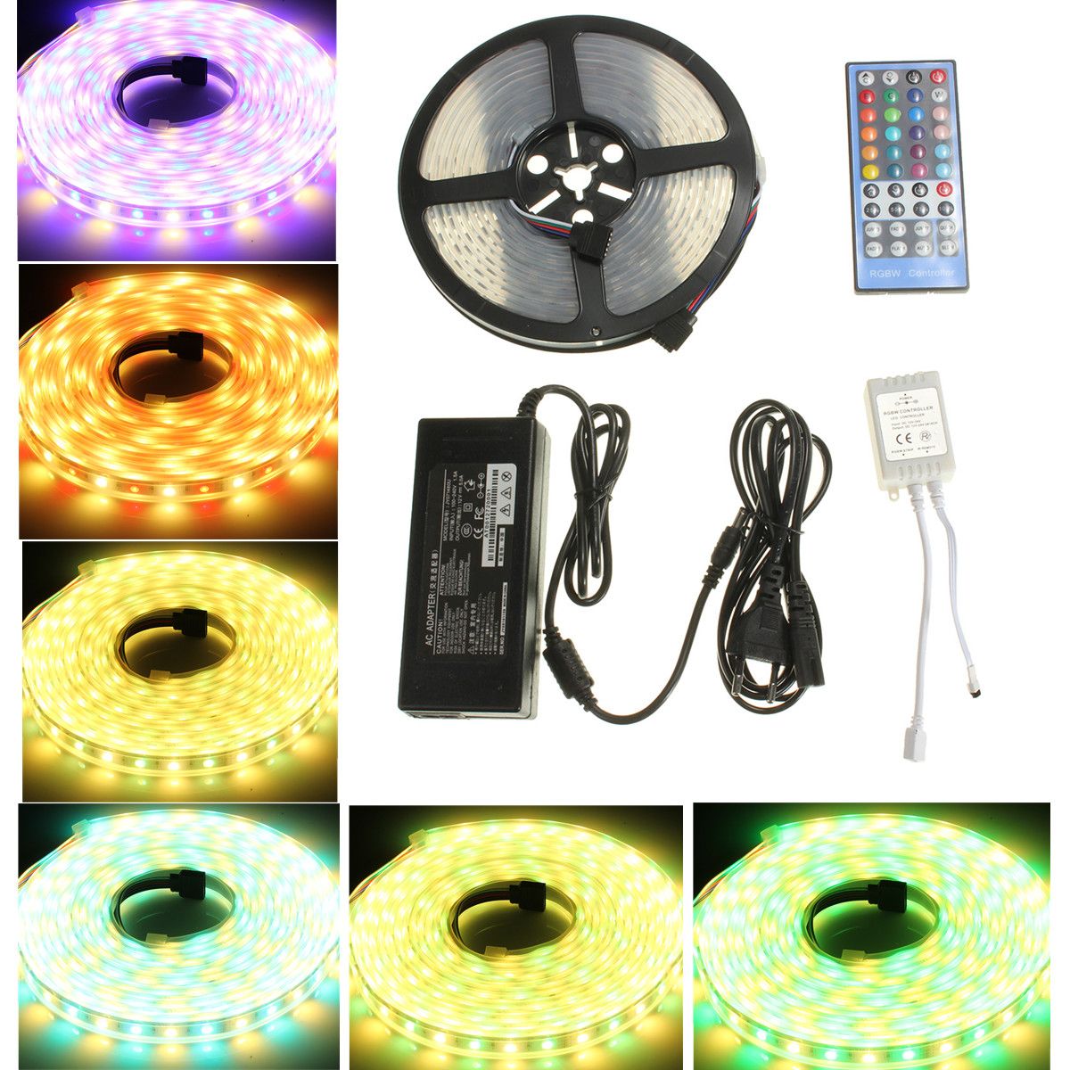 Pick for you   100% original Audew (5m) 5050 300Leds RGB+Warm White Flexible RGBW LED Strip Kit  RGBW Strip + 40Key RGBWW Remote Controller 12V 5A Power Supply
