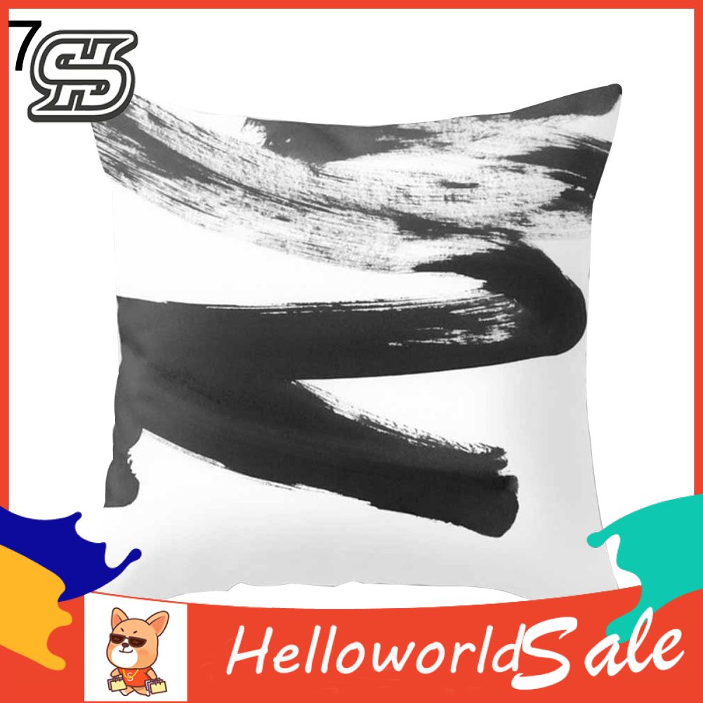 Modern Blk and We Geometric Print Cushion Cover Sofa Decor low Case
