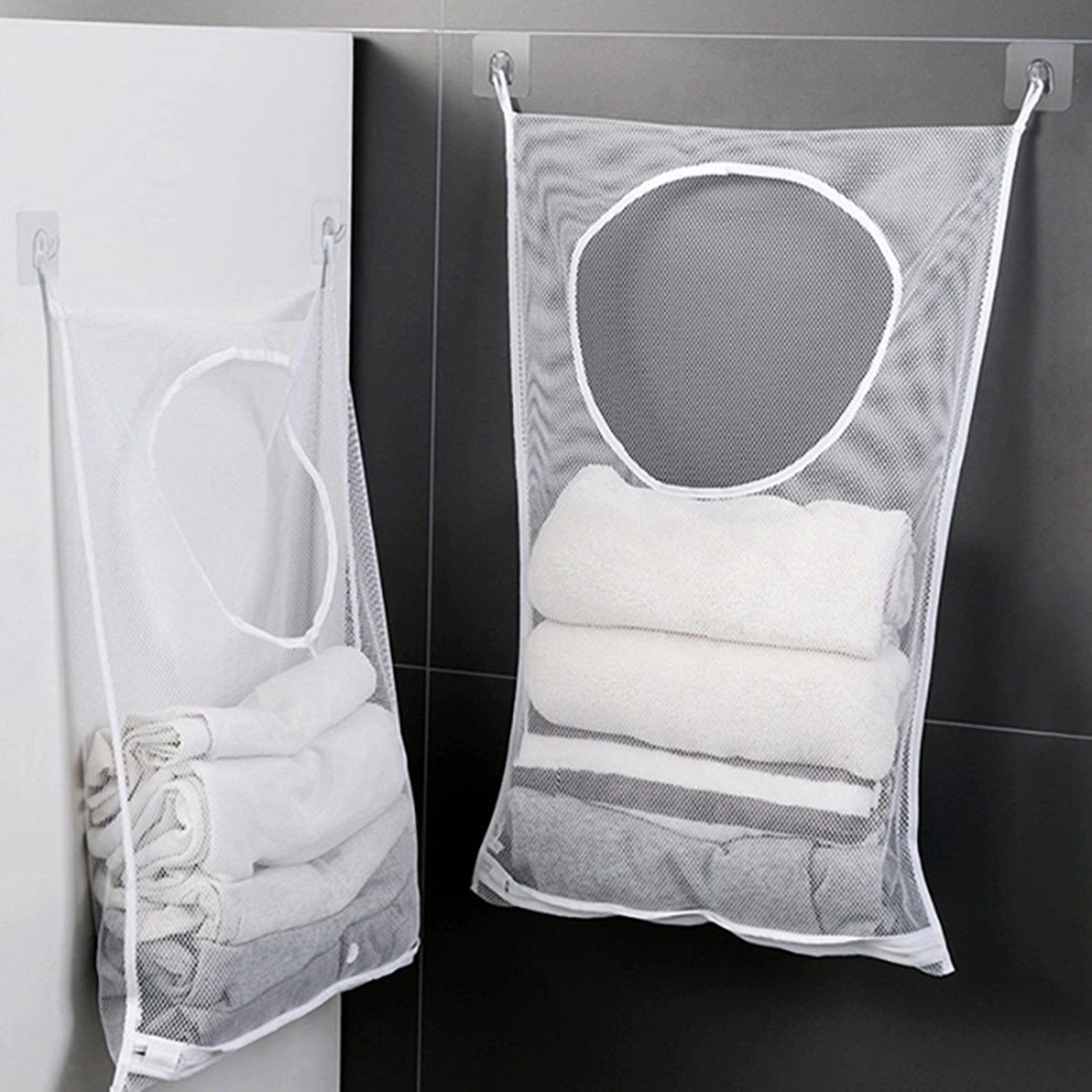 Hanging Hamper Mesh Laundry Bags Baskets for Bedrooms Bathroom