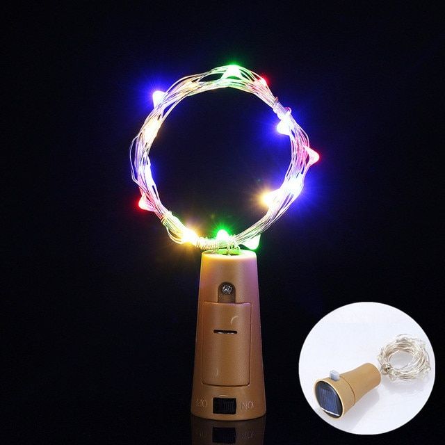 Bottle Cork  Street Garland Solar Led Lights Outdoor Fairy Lights Christmas Wedding Decoration Navidad Lights Decoration--Solar-Red--6Pcs-2m 20led