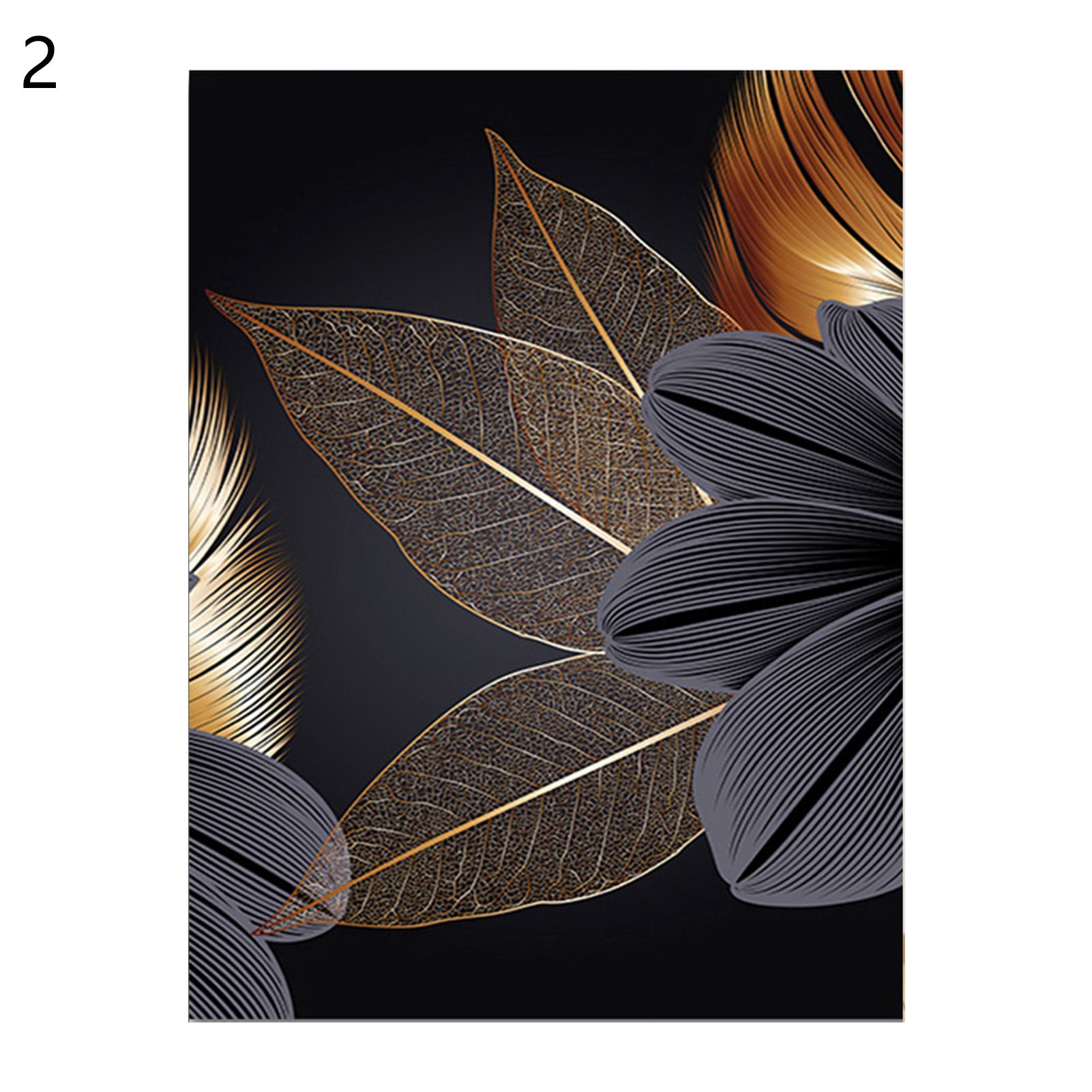 Wall Painting Clear Texture Abstract Black Golden Plants Painting Ornament