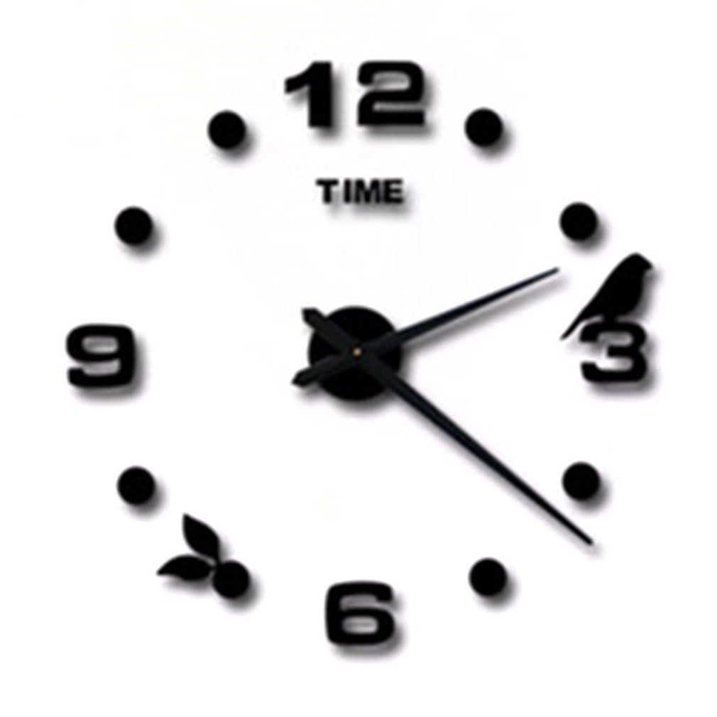 DIY large size 1 meter Nordic bird digital clock - Black