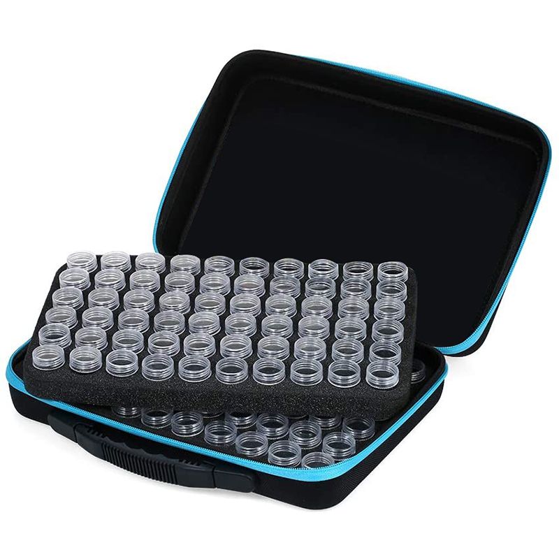 Diamond Storage Box with 120 Plastic Containers for Painting Accessory Tool Nail Art Storage Bag with Zipper blue