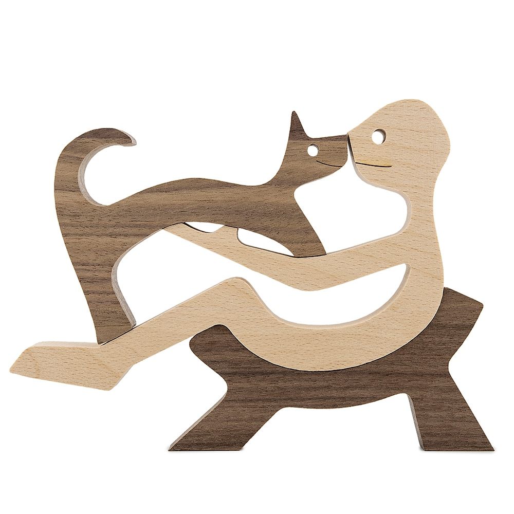 Home Decor Table Ornament Wood Craft Sculpture Handmade Wooden Pets Figurine Crafs Desk Decorations ChristGift