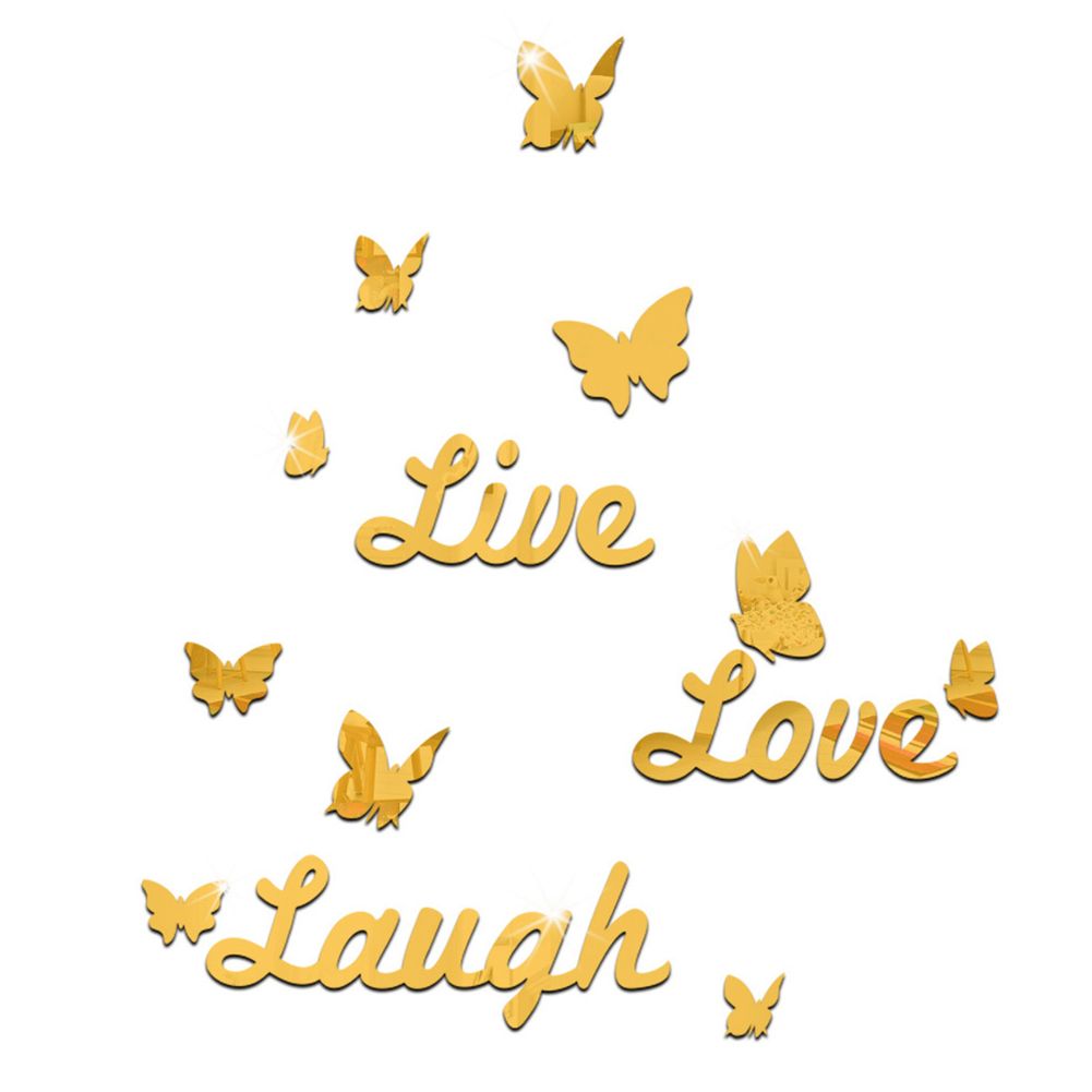Live Love Laugh Letter Butterfly Mirror Wall Sticker 3D DIY Decal Home Decor