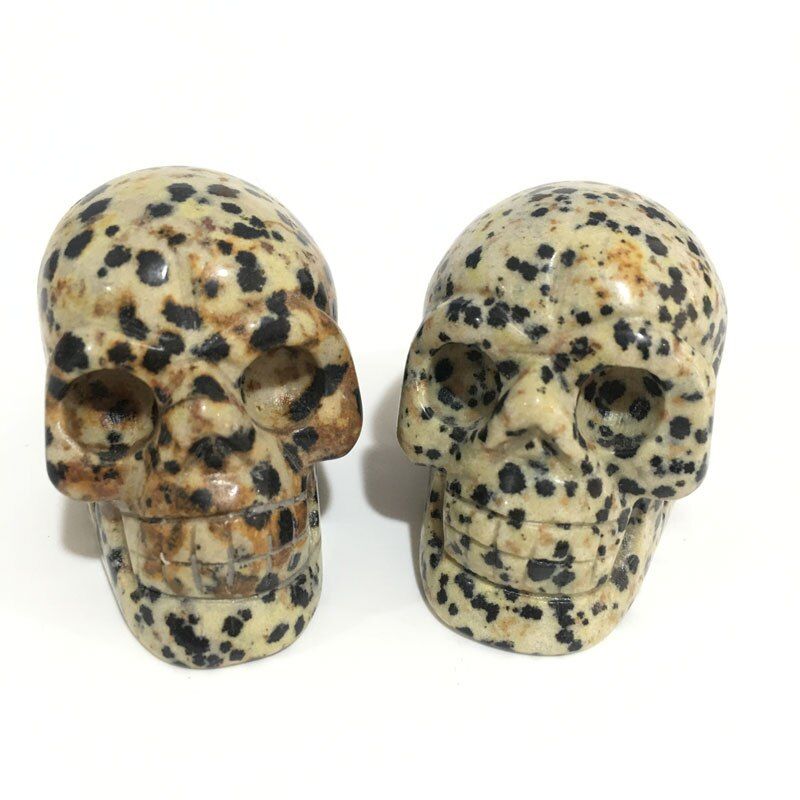 2 Inch Handmade Natural Stone Skull Figurine Crystal Carved Statue Realistic Feng Shui Healing Home Ornament Art Collectib JYX
