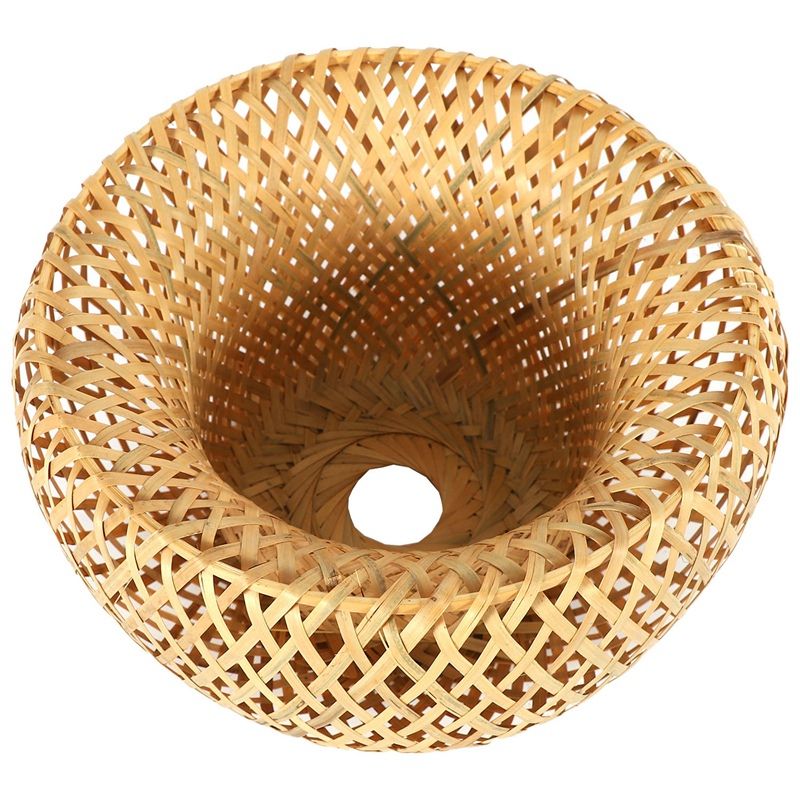 Bamboo Wicker Rattan Lampshade Hand-Woven Double Layer Bamboo Dome Lampshade Asian Rustic Japanese Lamp Design