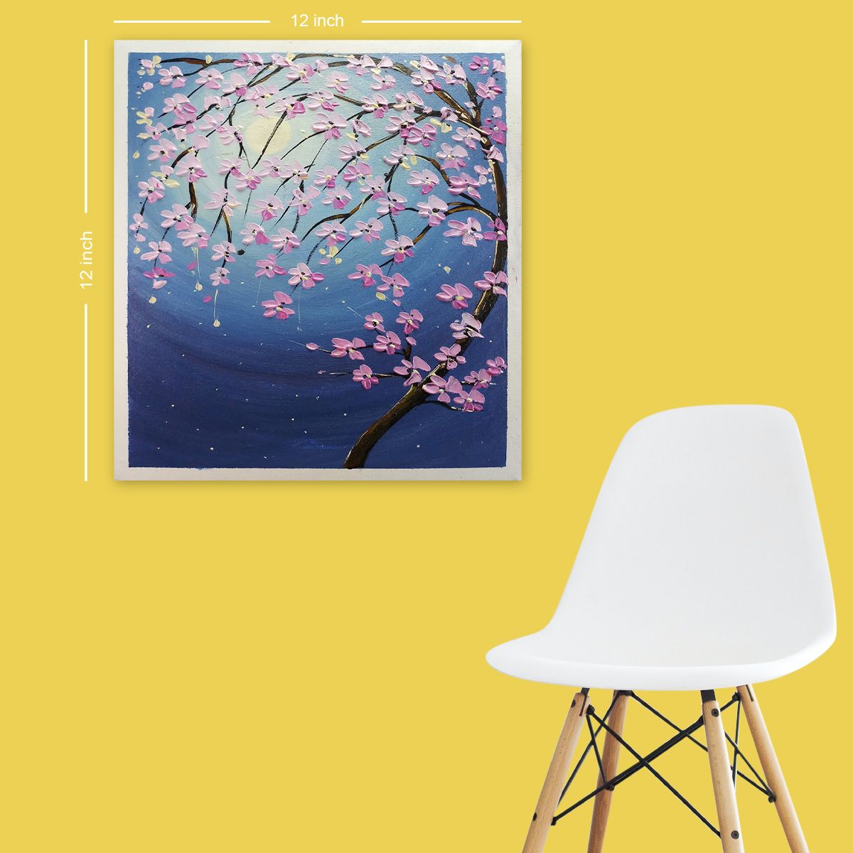 Hand painted Acrylic Painting For Wall Decor.cherry flower painting/size:12/12 inch./cherry blossom painting/painting sell bd/art painting