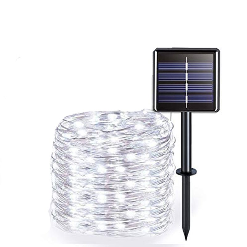Outdoor Solar String Lights 1000 Led Solar Powered Fairy Lights with 8 Lighting Modes Waterproof Decoration Copper Wire Lights f--White-2Pack--10M-100LED