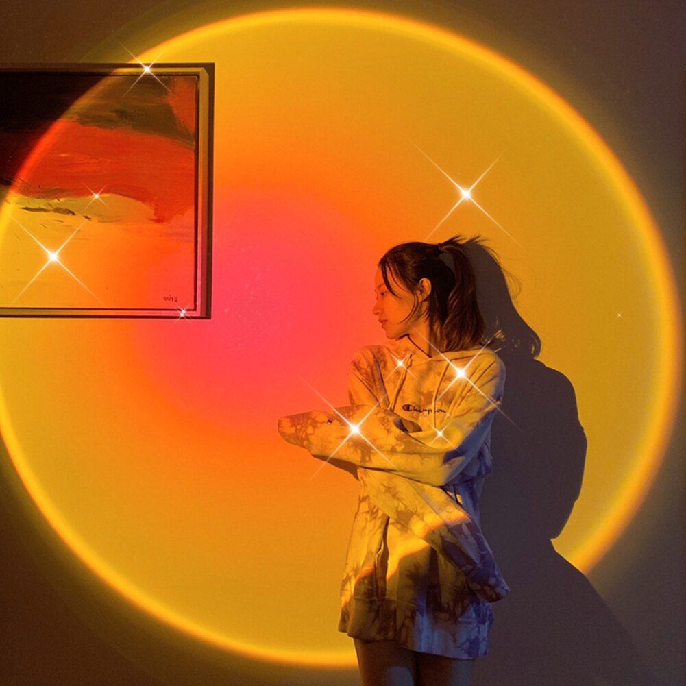 Rainbow Sunset Projection Lamp Atmosphere Night Light Home Coffee Shop Background Wall Decoration Colorful Lamp