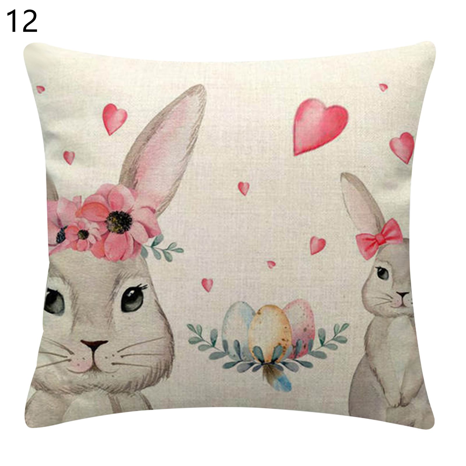 Cushion Slipcover Wrinkle Free Assorted Happy Rabbit Easter Throw lowcase