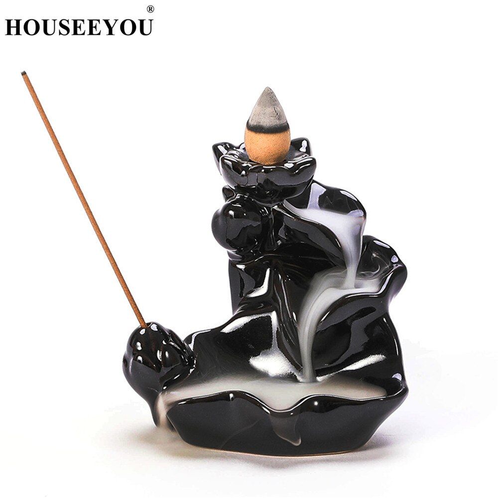 Vintage Ceramic Incense Burners BackFlow Incense Burners Holder Home Decor Joss Stick Aromatherapy Black Brown Aroma Censer