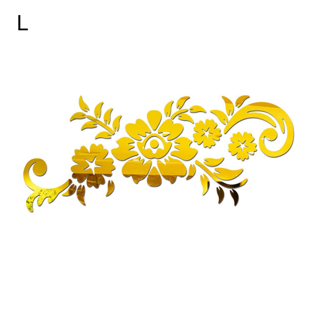 Acrylic 3D Mirror Flower Pattern Wall Sticker Wallpaper Home TV Background Decal