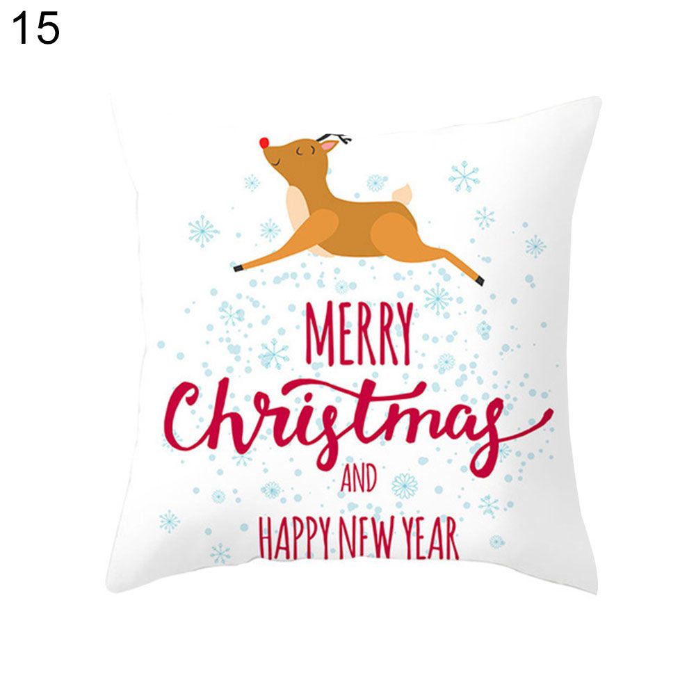 Snowflake Elk Antlers Snowman Cushion Cover Pillow Case Car Sofa Xmas Decor