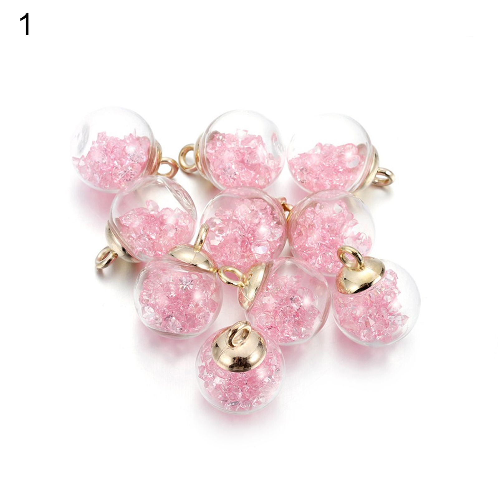Livecity 10Pcs Glass Balls Eye-catching Mini Glass Clear Beads Charms Pendants for Home