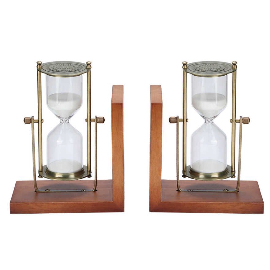 sand clock home decor timer non-toxic 2pcs wood hourglass for office