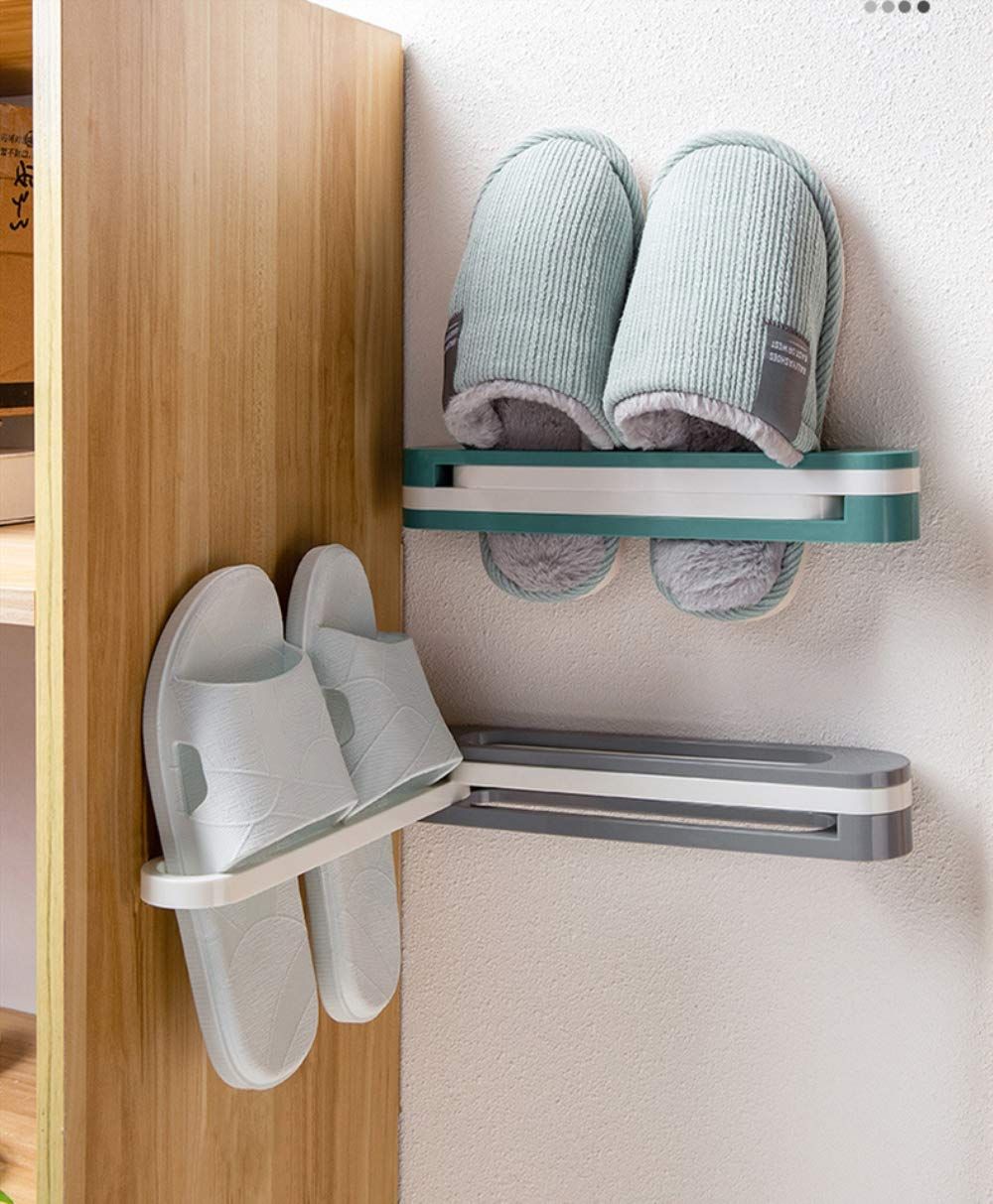 New Products Holds 3 Pairs Shoes Plastic Foldable Rotary Slipper Racks For Wall Mounted Hanging Rotating Shoe Rack 2 Pcs