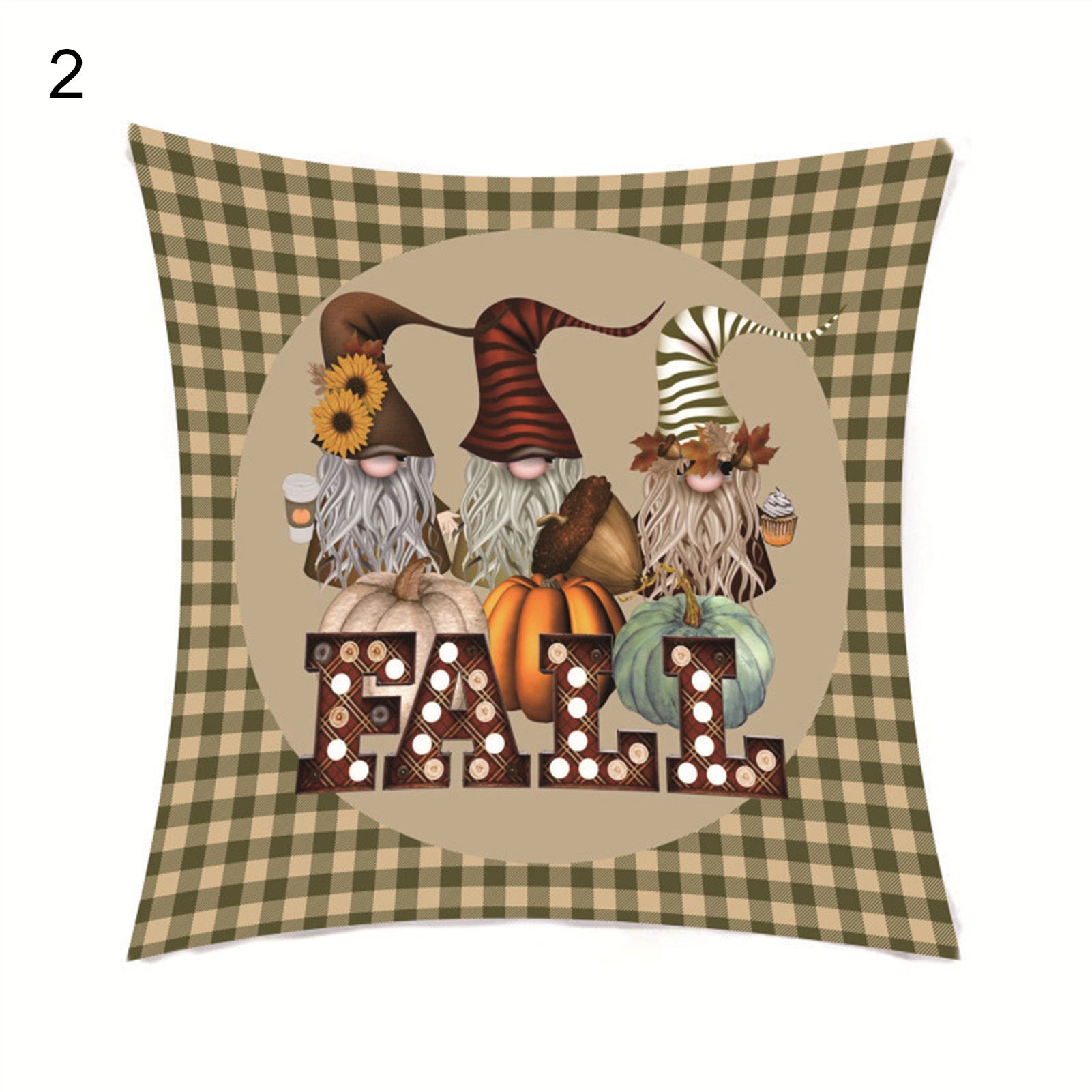 Thanksgiving Pumpkin Pattern Pillowcase Shrink Resistant Polyester Peach Skin Single Side Printed Throw Pillow Cover Home Decor