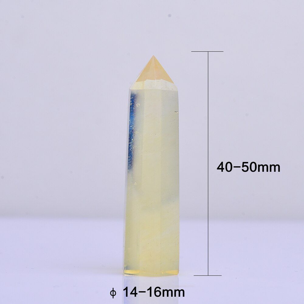 4-7cm 1pcs Artificial Yellow smelting crystal wand point stone DIY home decor crystal hexagonal