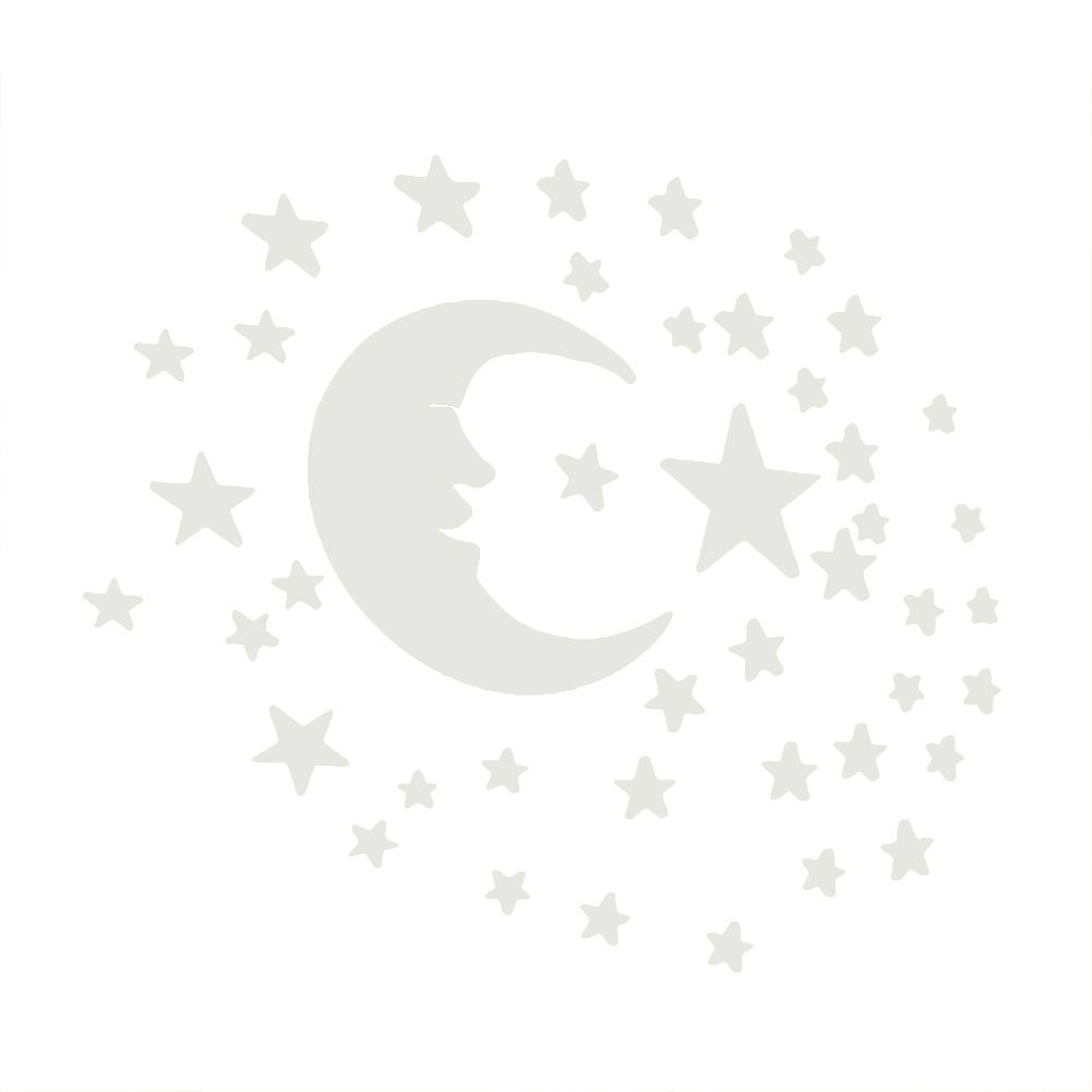 Removable 3D rylicrror Surfe Moon + 38Pcs Stars Wall Sticker Home Decor