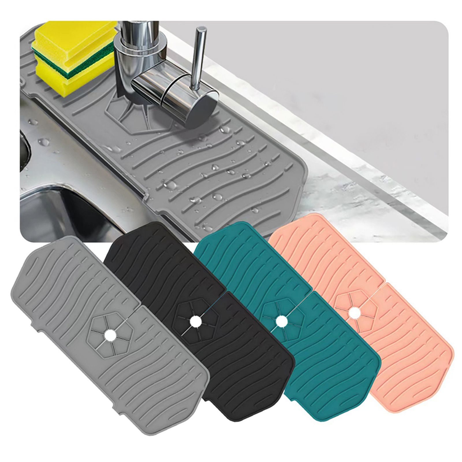 GC Kitchen Faucet Splash Pad Silicone Faucet Drain Pad Dish Drying Mats For Kitchen Counter color:grey specification:1pcs