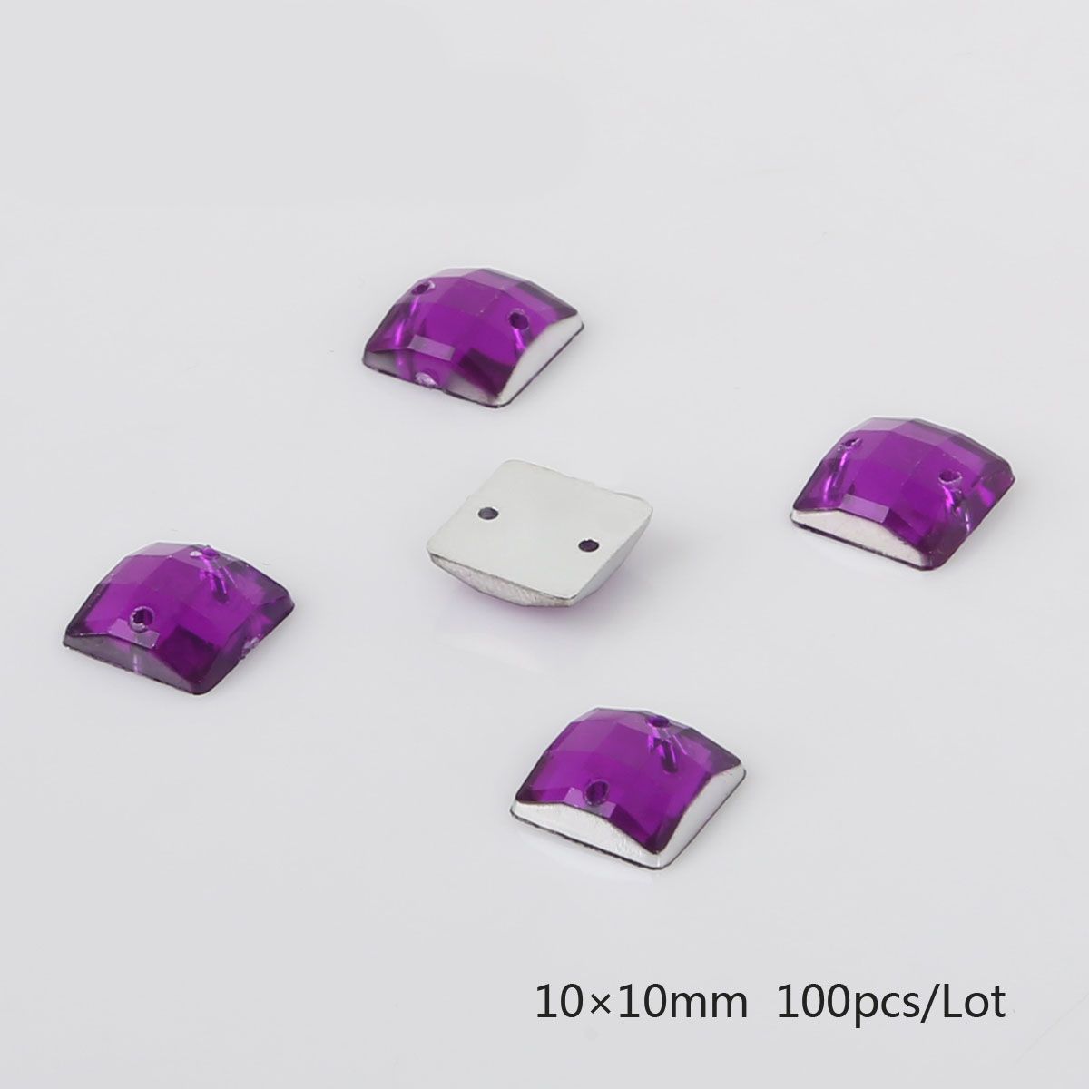 50-100Pcs/bag Square Grid Face Double Hole Flat Bottom Acrylic Drill DIY Decorative Wedding Accessories